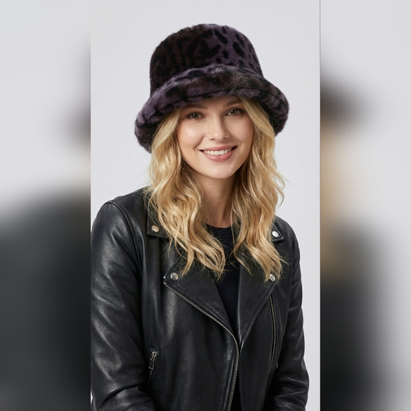 Faux Fur Bucket Hat Animal Print Cheetah Print - Picture 10 of 12